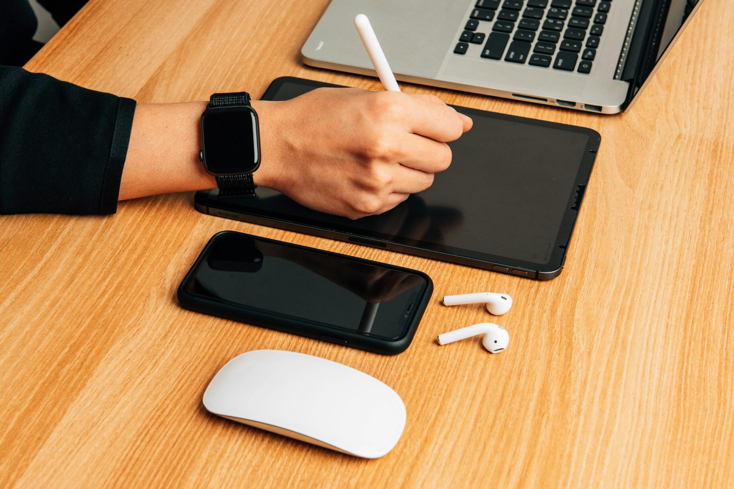 Illustration showing hacker targeting connected devices like watch calculators