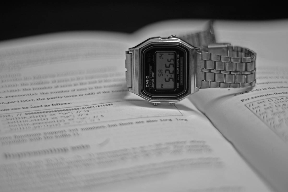 Close-up shot of a watch calculator display
